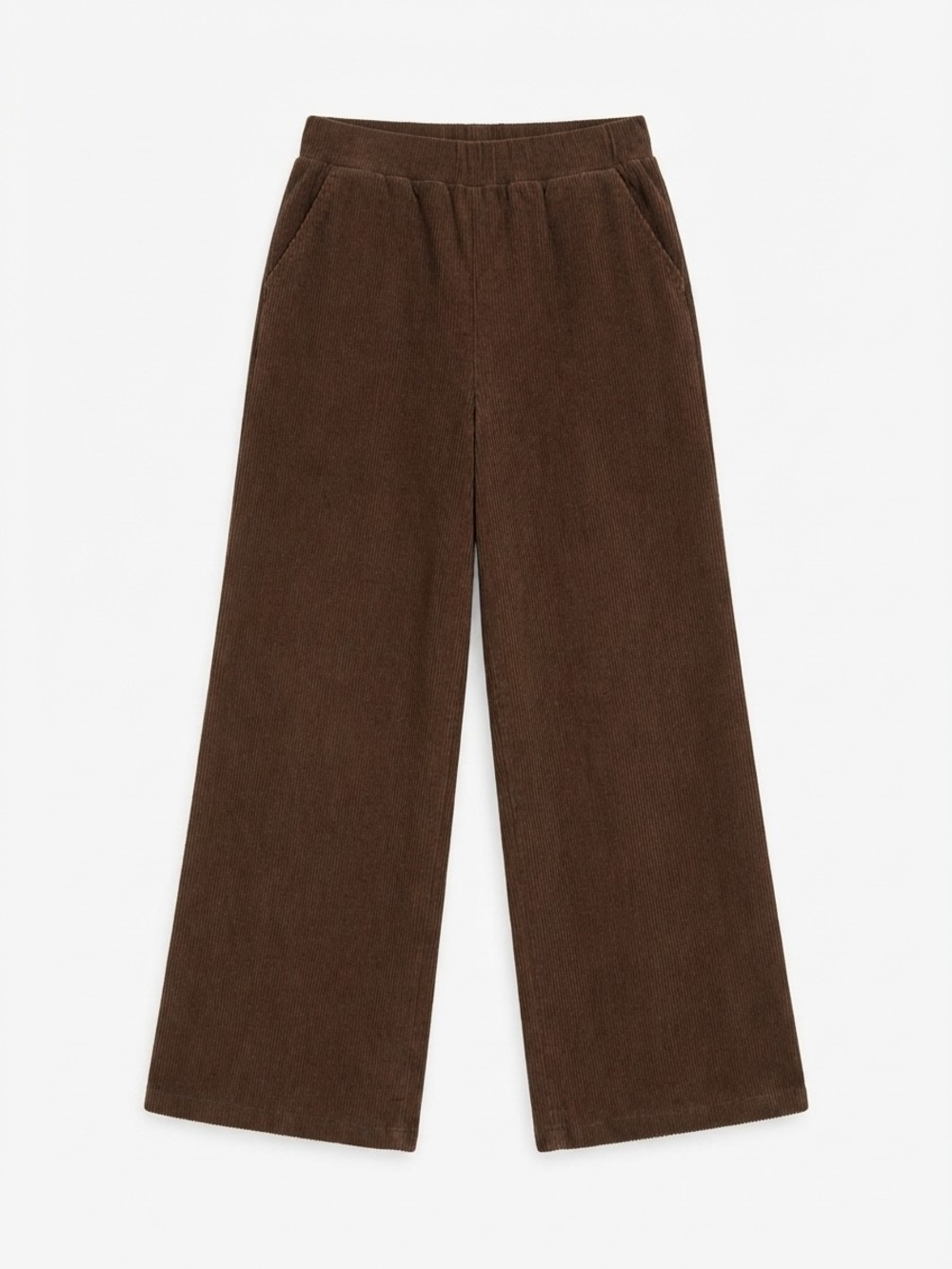 Halara Brown Corduroy Wide Leg Pants Small EUC Pocket Pull On Cozy Fall